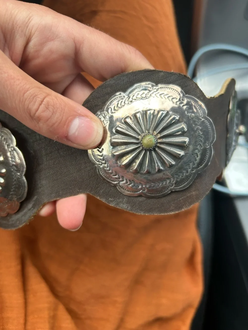 Handmade Fluted Silver Concho Belt - Picture 3 of 5